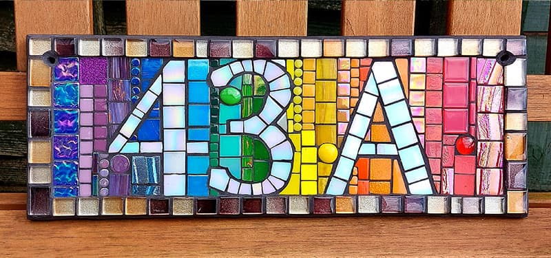 Door number mosaic sign - made by Famos Mosaics