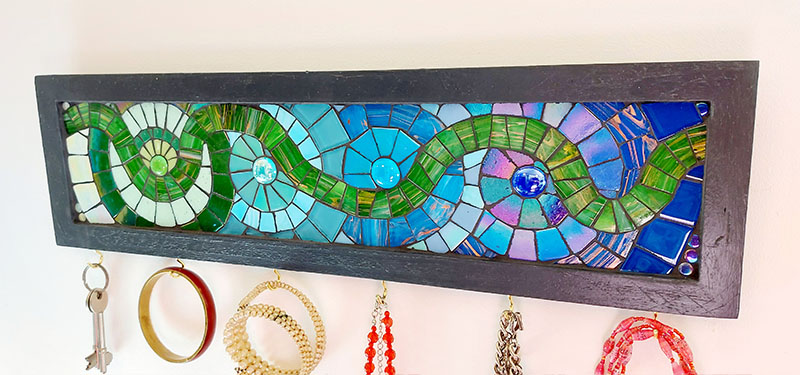 Wall hooks mosaic art - made by Famos Mosaics