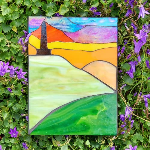 Stoodley Pike sunrise stained glass mosaic - made by Famos Mosaics